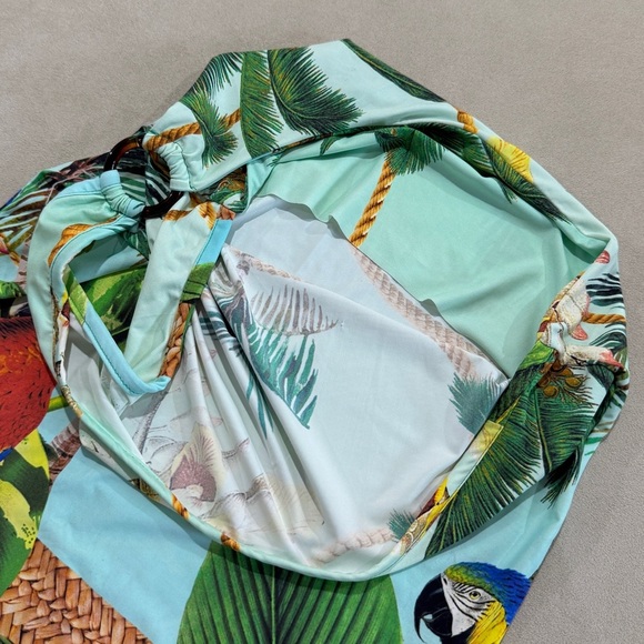 Denis One Shoulder Tortoise Ring Brazilian Tropical Print Bodysuit Medium - Picture 7 of 8